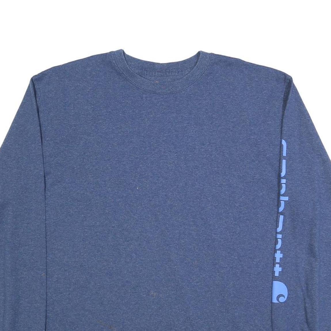 CARHARTT Mens Blue Long Sleeve Crew Neck Cotton Blend T-Shirt L Sleeve Logo