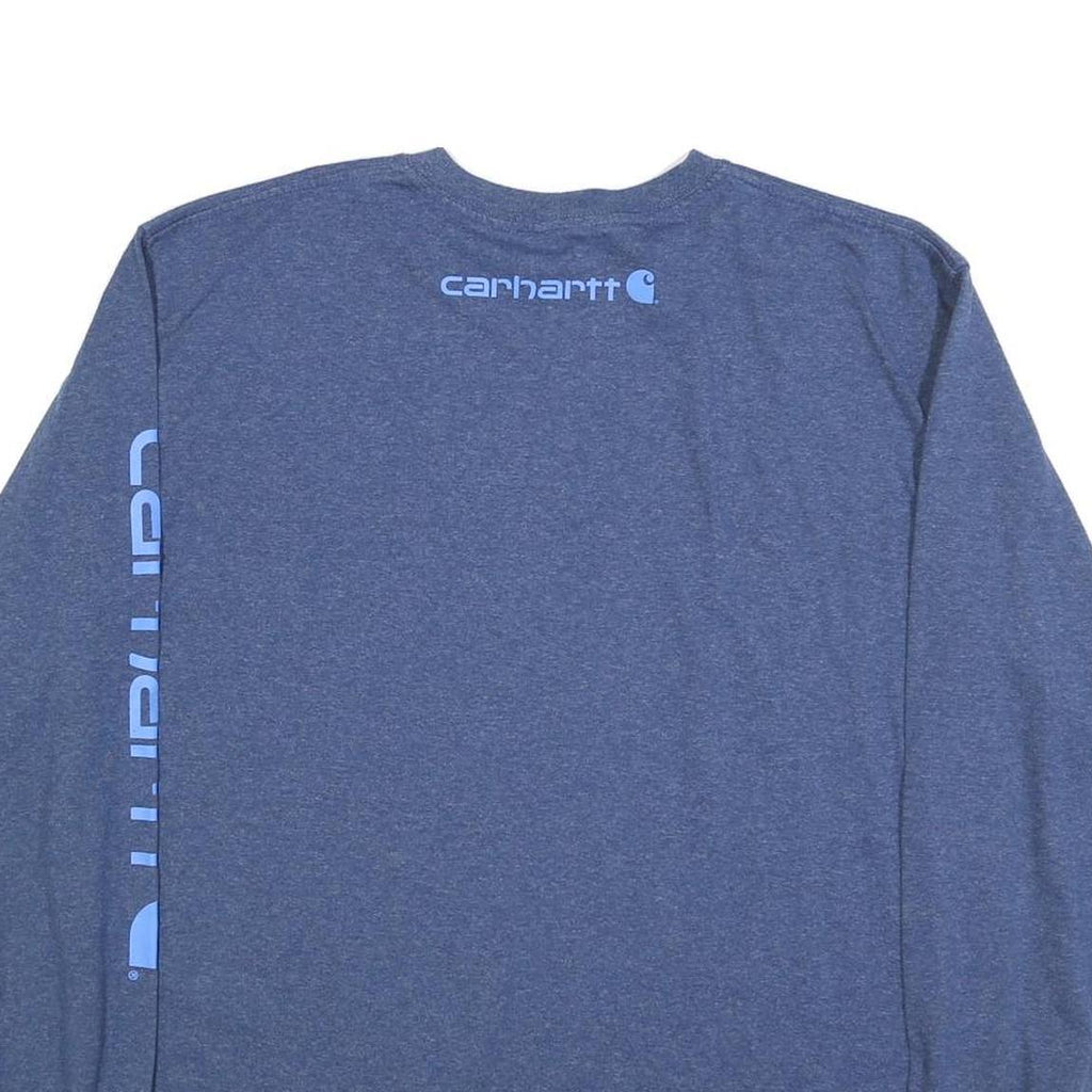 CARHARTT Mens Blue Long Sleeve Crew Neck Cotton Blend T-Shirt L Sleeve Logo