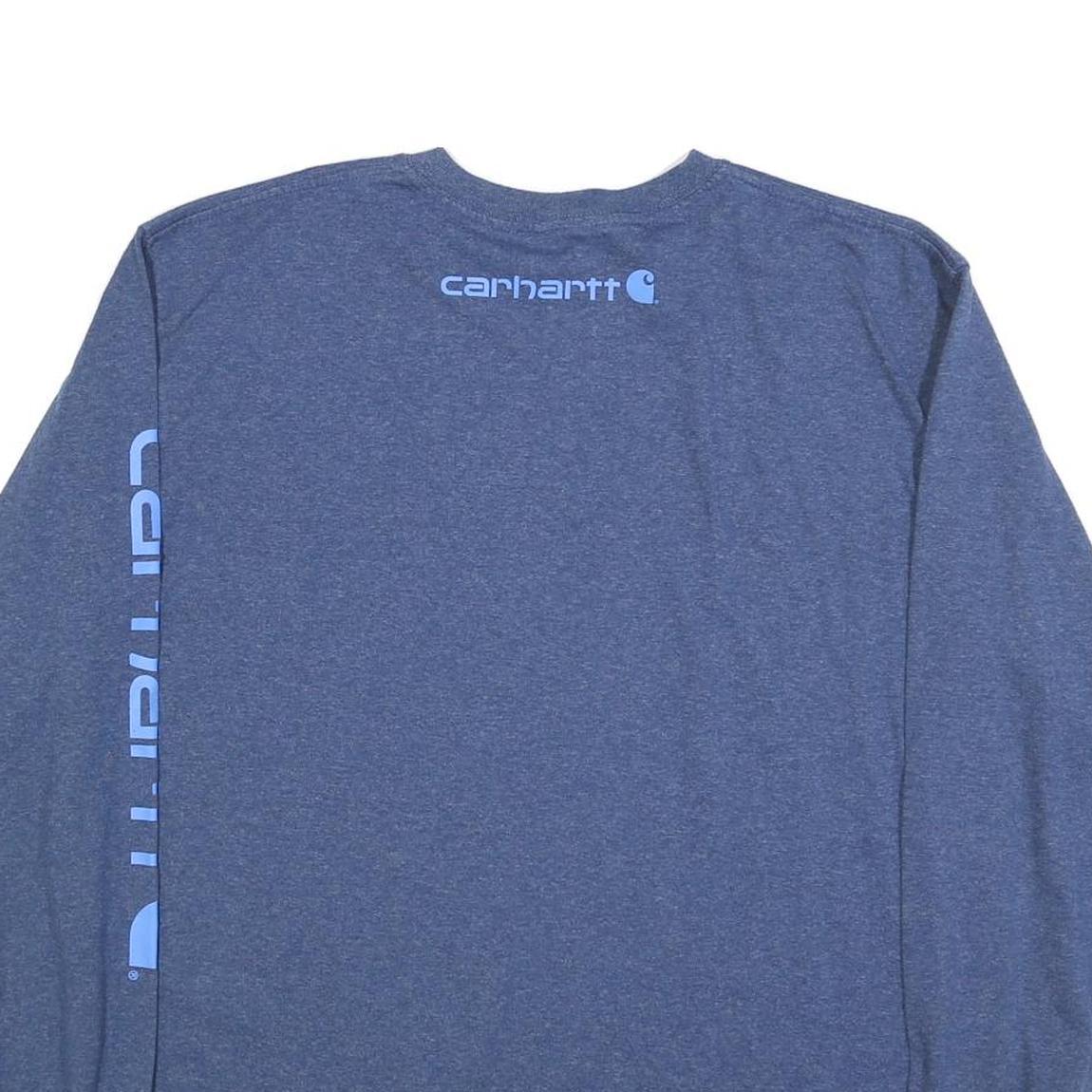 CARHARTT Mens Blue Long Sleeve Crew Neck Cotton Blend T-Shirt L Sleeve Logo