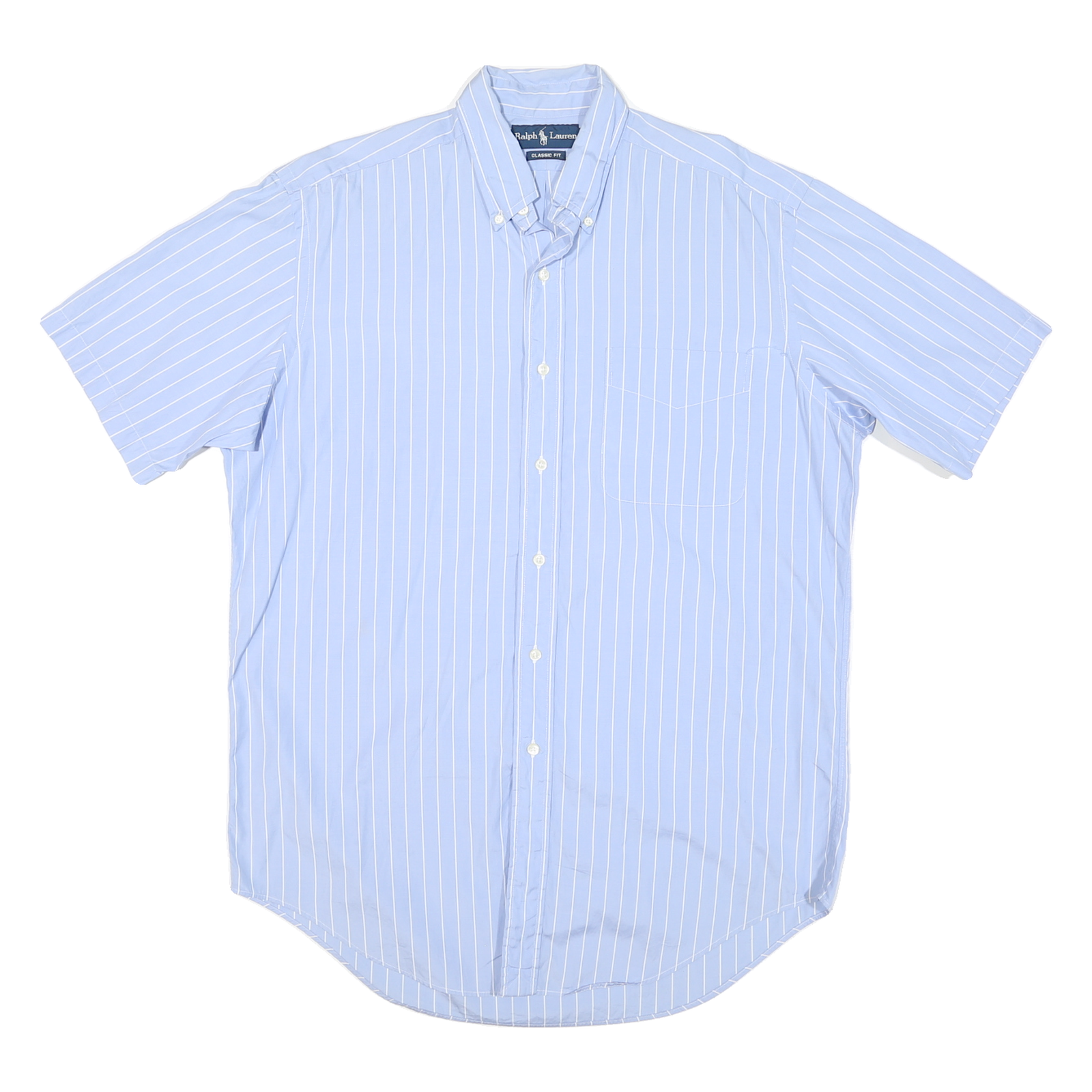 RALPH LAUREN Mens Blue & White Stripe Classic Fit Shirt M Button Down Casual