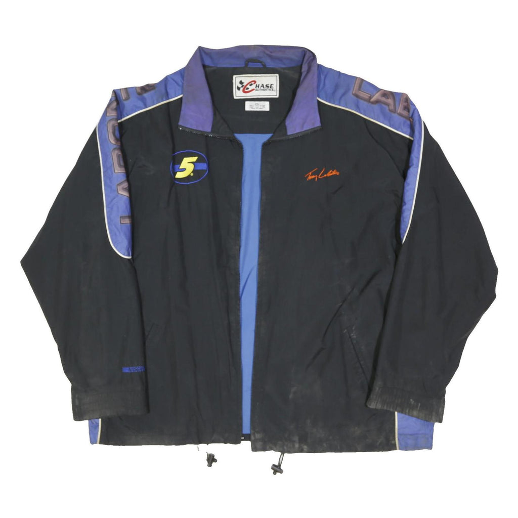 CHASE AUTHENTICS Mens Black & Blue Labonte Racing Jacket 2XL Polyester Blend