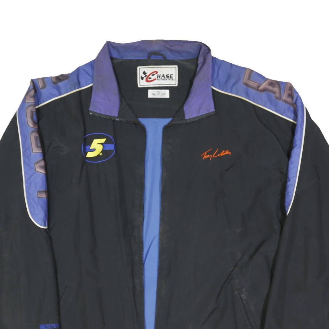CHASE AUTHENTICS Mens Black & Blue Labonte Racing Jacket 2XL Polyester Blend