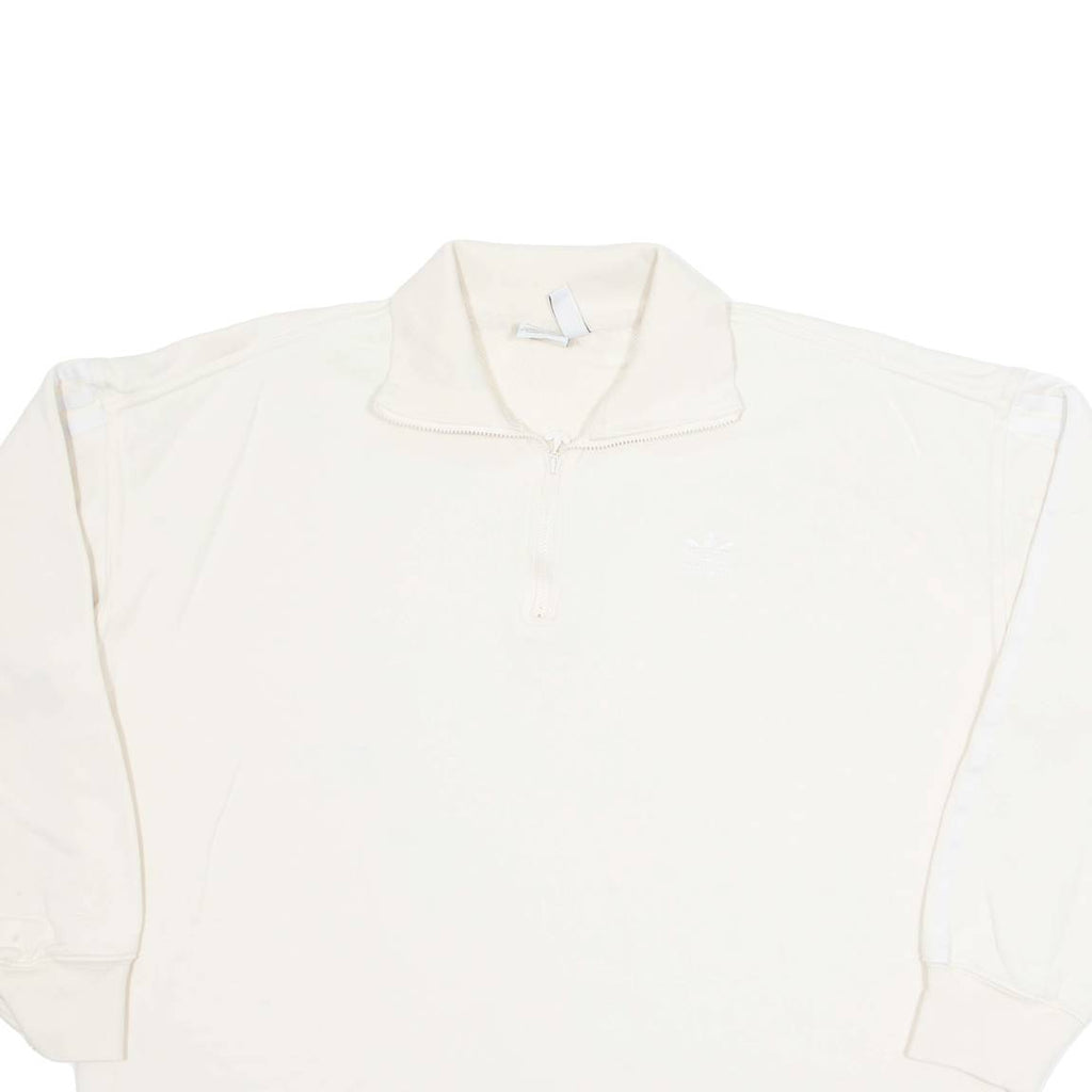 ADIDAS Womens Sweatshirt Beige 1/4 Zip UK 16