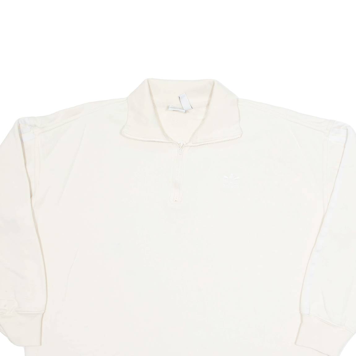 ADIDAS Womens Sweatshirt Beige 1/4 Zip UK 16