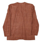 MIZIO Womens Brown Linen Blend Button Jacket M Plain Classic Soft Comfortable