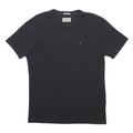 HILFIGER DENIM Mens Black Crew Neck T-Shirt S Cotton Blend Classic Fit Casual