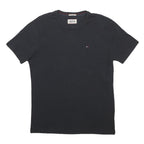 HILFIGER DENIM Mens Black Crew Neck T-Shirt S Cotton Blend Classic Fit Casual