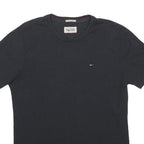 HILFIGER DENIM Mens Black Crew Neck T-Shirt S Cotton Blend Classic Fit Casual