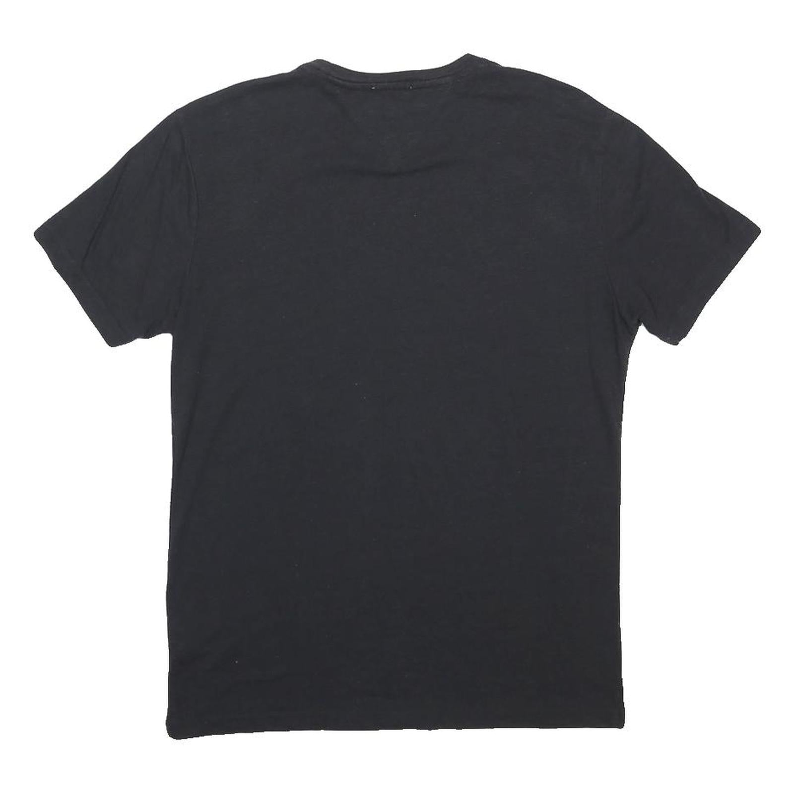 HILFIGER DENIM Mens Black Crew Neck T-Shirt S Cotton Blend Classic Fit Casual
