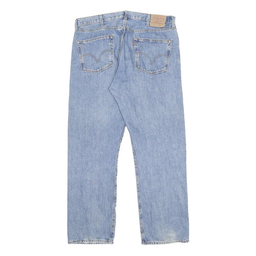 LEVI'S 501 Mens Blue Regular Straight Denim Rinse W40 L32 Cotton Classic Fit