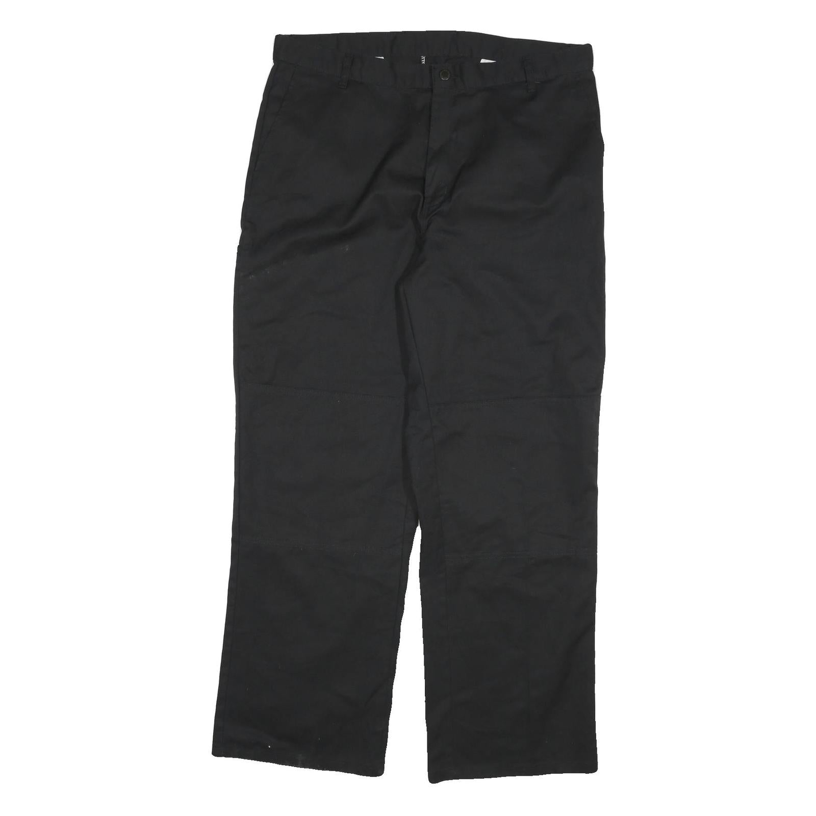 DICKIES Mens Relaxed Black Cotton Blend Zip Trousers W36 L31 Workwear