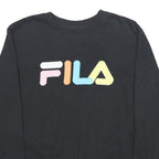 FILA Womens Black Crew Neck S Colourful Logo Stripe Hem Sweatshirt