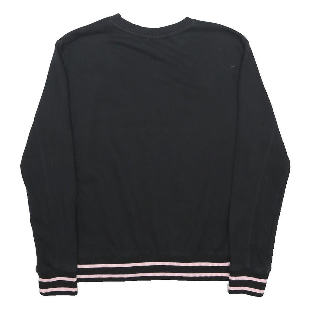 FILA Womens Black Crew Neck S Colourful Logo Stripe Hem Sweatshirt