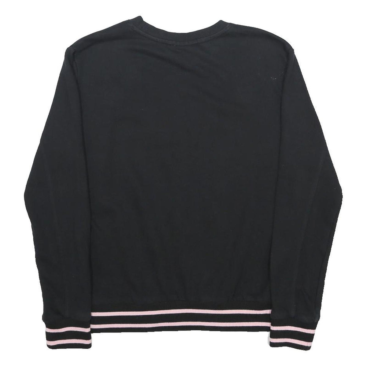 FILA Womens Black Crew Neck S Colourful Logo Stripe Hem Sweatshirt