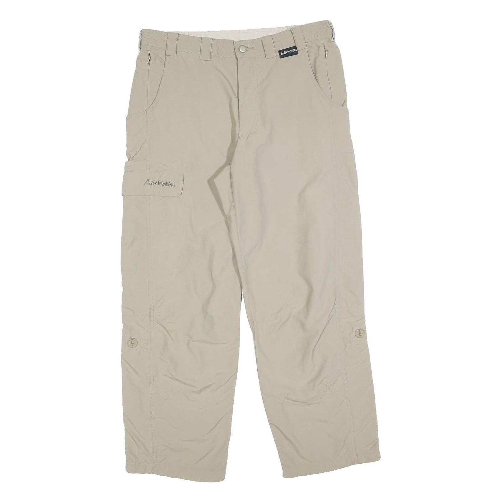 SCHOFFEL Womens Beige Regular Fit Straight Leg Trousers W32 L28 Lightweight
