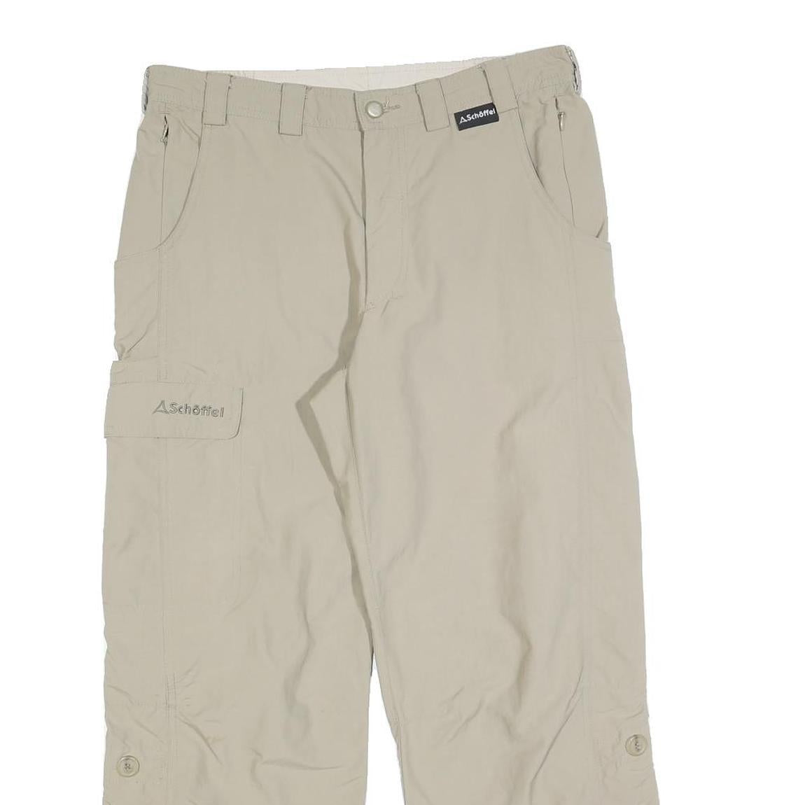 SCHOFFEL Womens Beige Regular Fit Straight Leg Trousers W32 L28 Lightweight