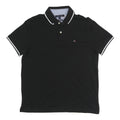 TOMMY HILFIGER Mens Black Short Sleeve Plain Polo Shirt M Cotton Blend