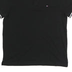 TOMMY HILFIGER Mens Black Short Sleeve Plain Polo Shirt M Cotton Blend