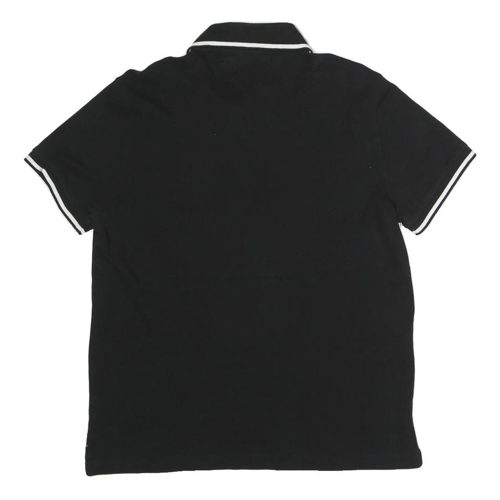 TOMMY HILFIGER Mens Black Short Sleeve Plain Polo Shirt M Cotton Blend