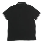 TOMMY HILFIGER Mens Black Short Sleeve Plain Polo Shirt M Cotton Blend