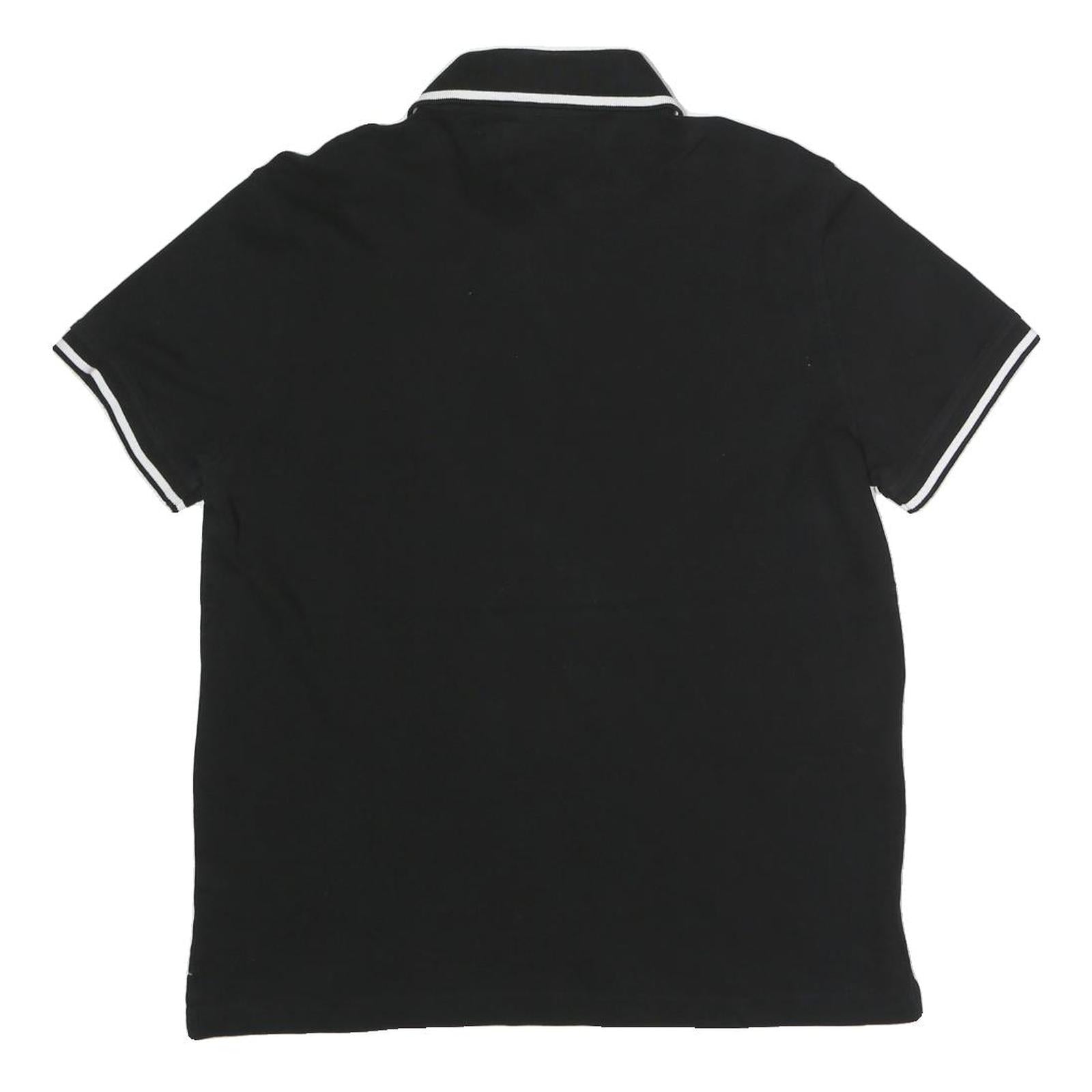 TOMMY HILFIGER Mens Black Short Sleeve Plain Polo Shirt M Cotton Blend