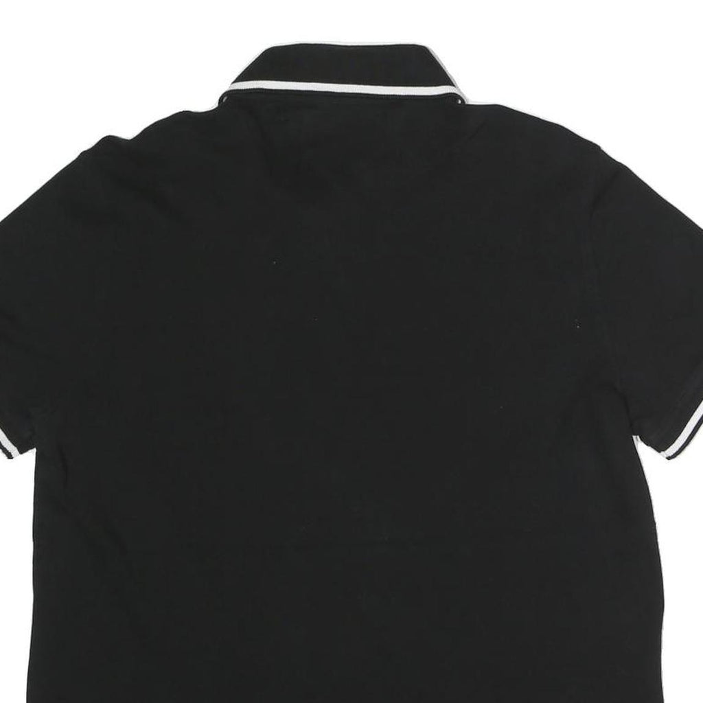 TOMMY HILFIGER Mens Black Short Sleeve Plain Polo Shirt M Cotton Blend