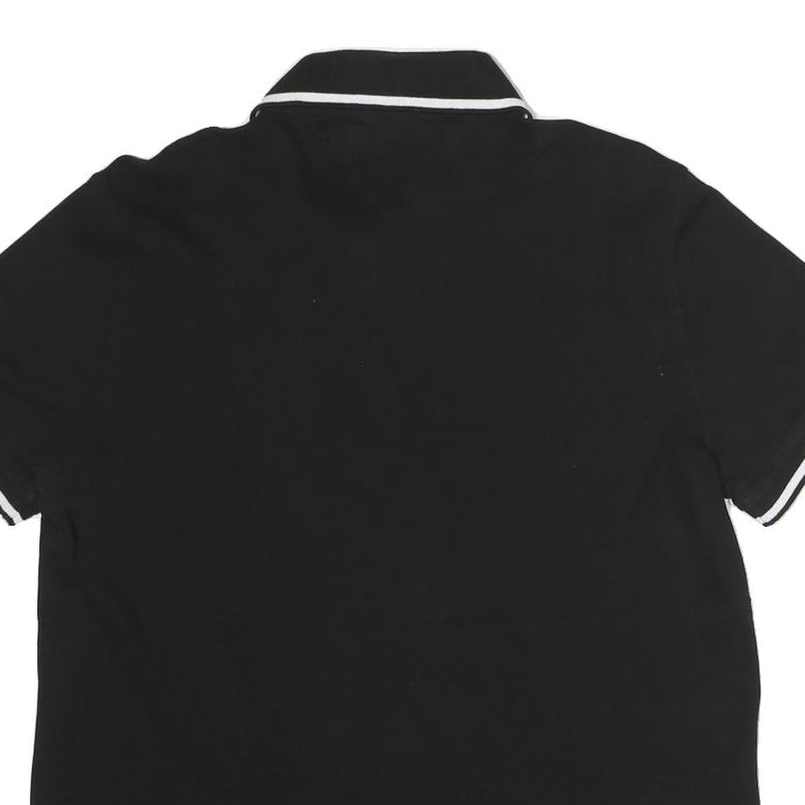 TOMMY HILFIGER Mens Black Short Sleeve Plain Polo Shirt M Cotton Blend