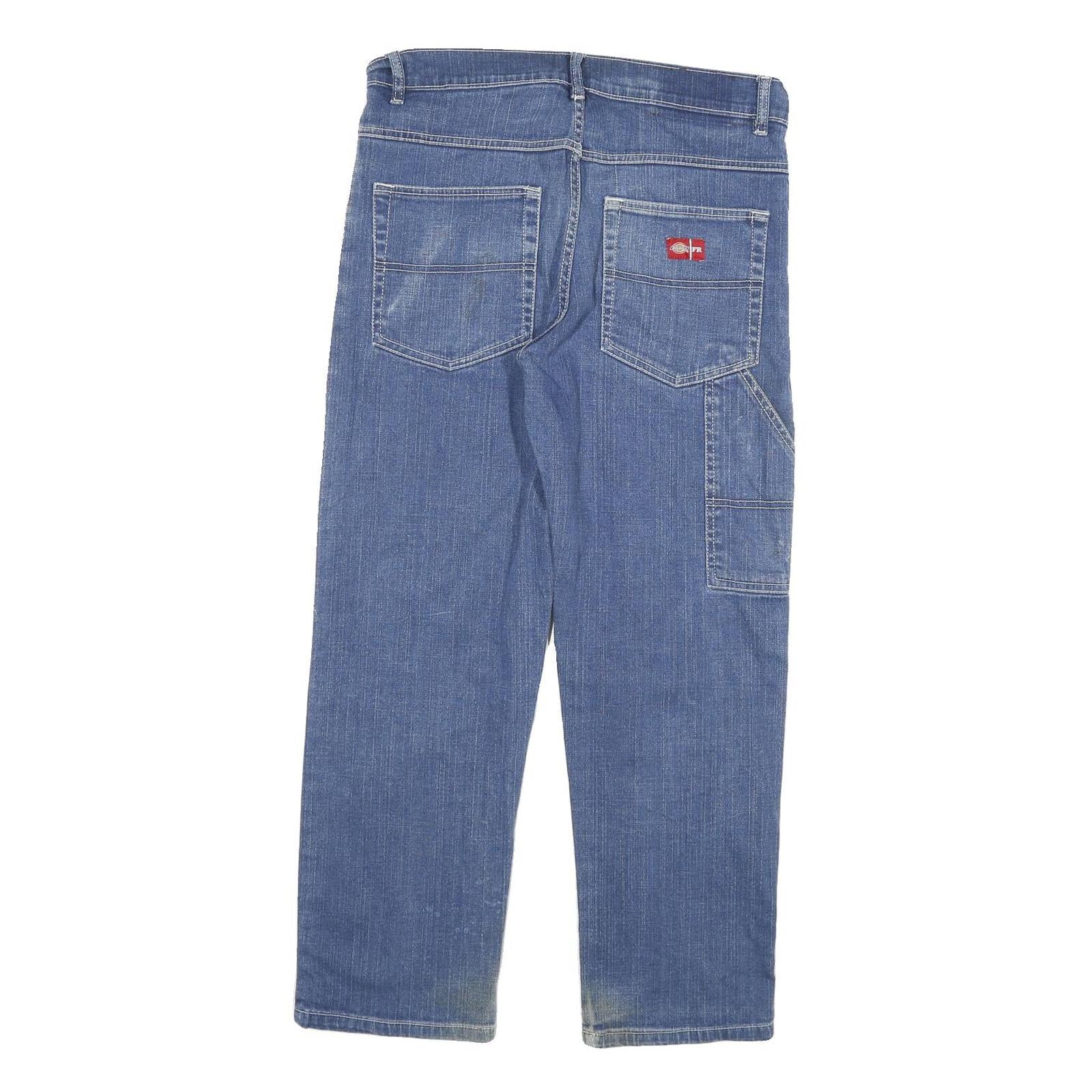 DICKIES Mens Jeans Blue Regular Straight Denim Medium W32 L27 Workwear Zip