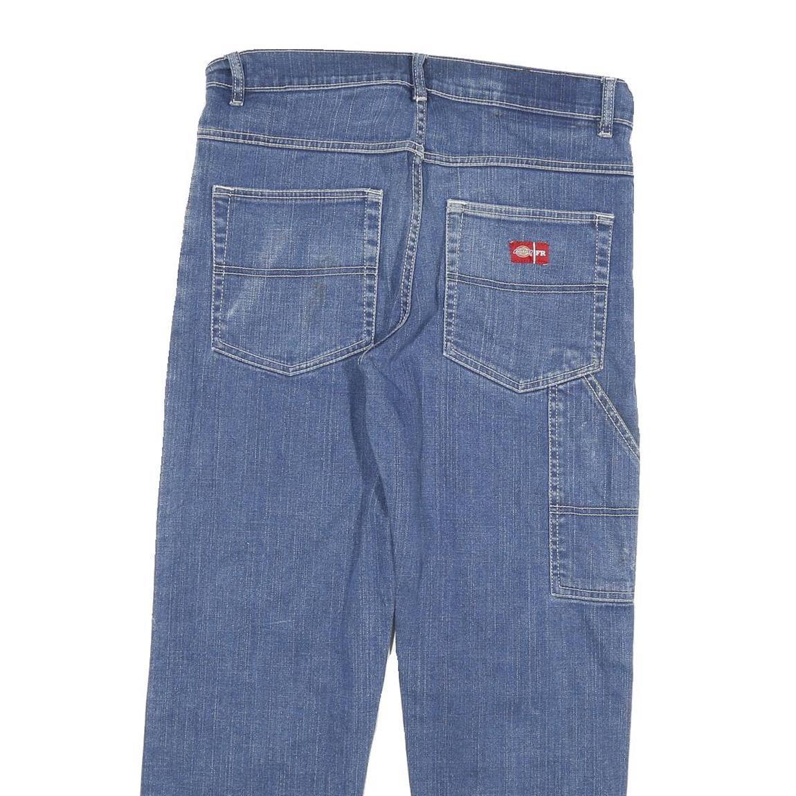 DICKIES Mens Jeans Blue Regular Straight Denim Medium W32 L27 Workwear Zip