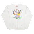 RARE 90s MICKEY INC Figment Girls White Cotton Blend Crew Neck L Sweatshirt