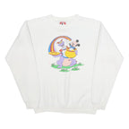 RARE 90s MICKEY INC Figment Girls White Cotton Blend Crew Neck L Sweatshirt
