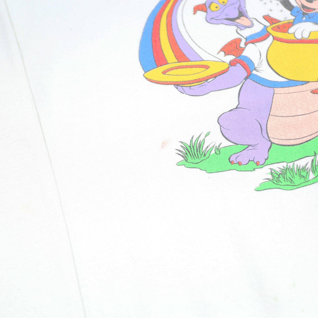 RARE 90s MICKEY INC Figment Girls White Cotton Blend Crew Neck L Sweatshirt