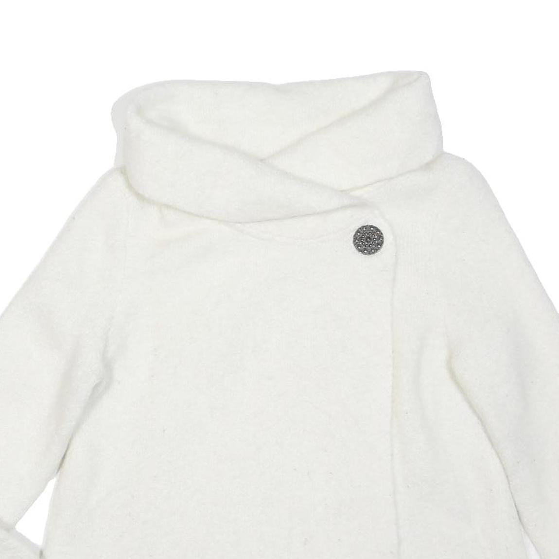 ADRIENNE VITTADINI Womens White Wool Plain Pullover Jumper M Button Detail