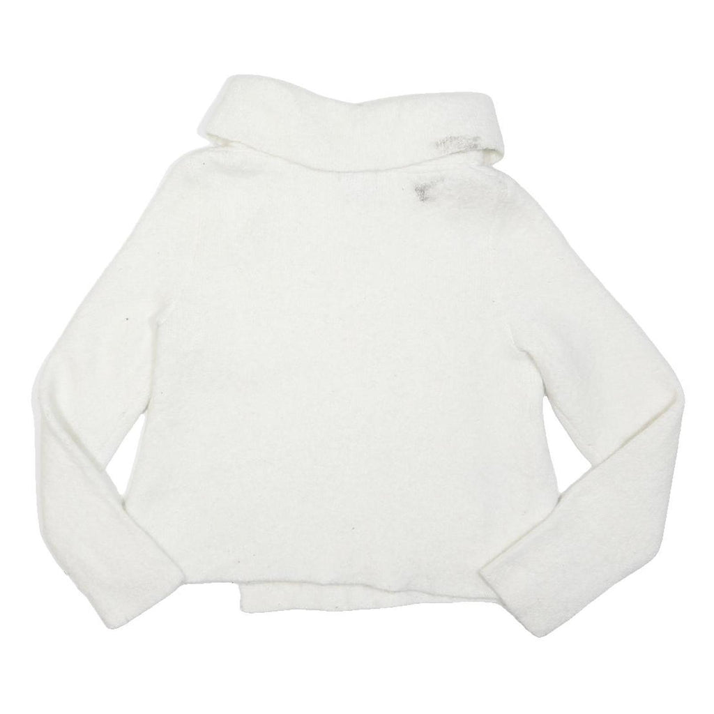 ADRIENNE VITTADINI Womens White Wool Plain Pullover Jumper M Button Detail