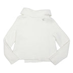 ADRIENNE VITTADINI Womens White Wool Plain Pullover Jumper M Button Detail