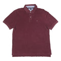 TOMMY HILFIGER Mens Maroon Short Sleeve Plain L Polo Shirt Classic Fit Cotton