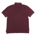 TOMMY HILFIGER Mens Maroon Short Sleeve Plain L Polo Shirt Classic Fit Cotton