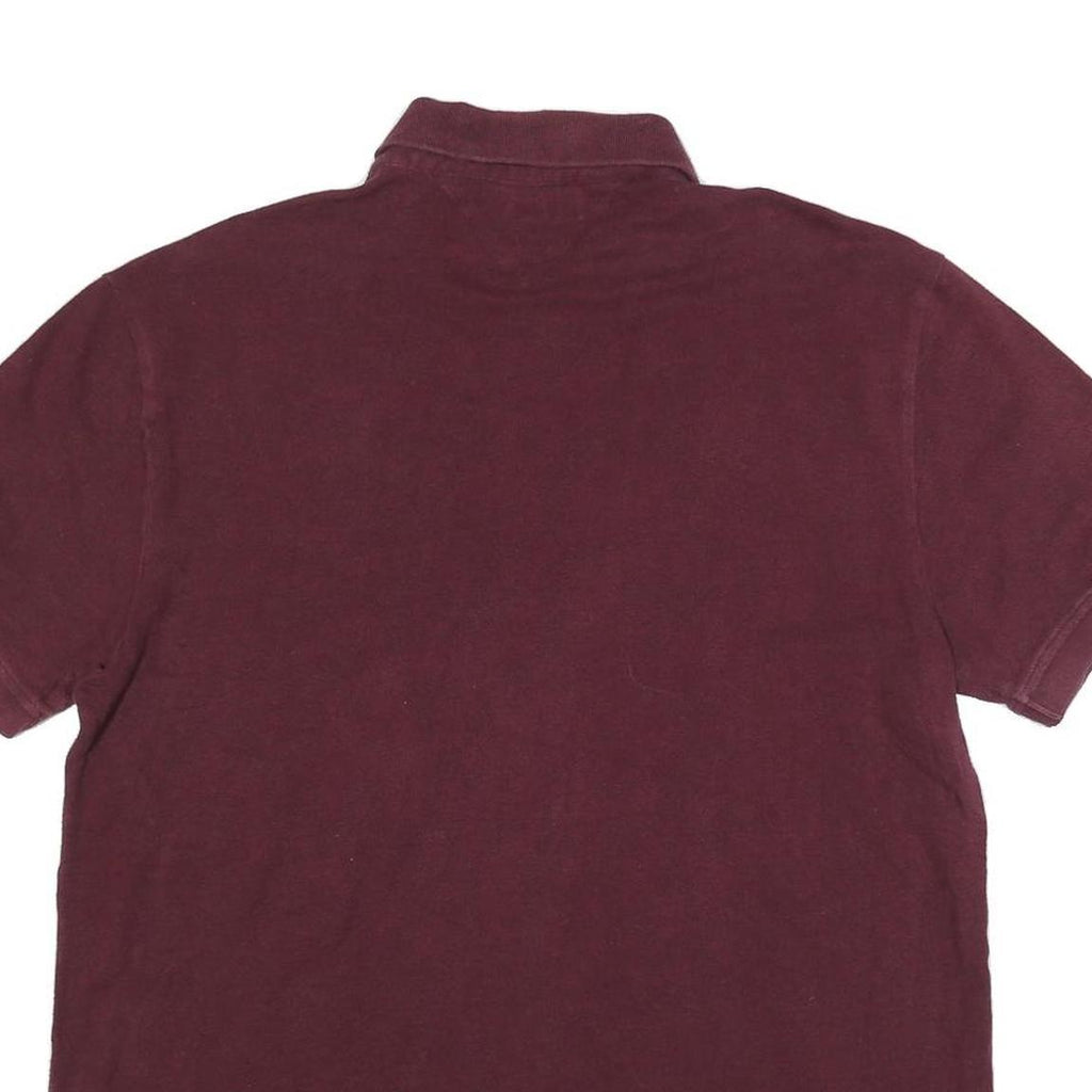 TOMMY HILFIGER Mens Maroon Short Sleeve Plain L Polo Shirt Classic Fit Cotton