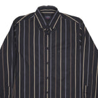 PAUL & SHARK Mens Black Beige Striped Shirt L Classic Button Down Casual