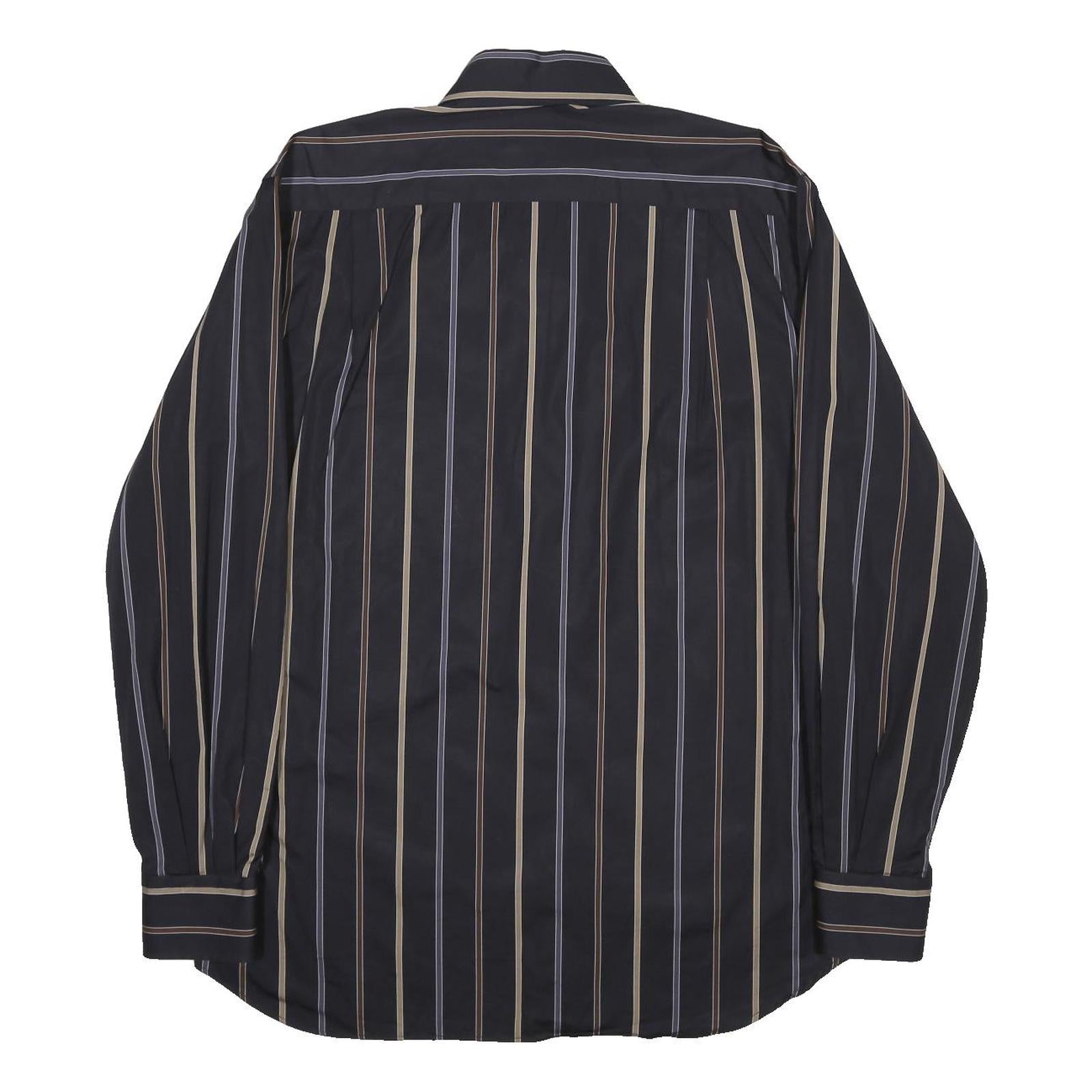 PAUL & SHARK Mens Black Beige Striped Shirt L Classic Button Down Casual