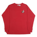 LOONEY TUNES Mens Red Long Sleeve Crew Neck Cartoon Graphic L T-Shirt