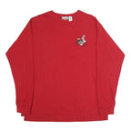 LOONEY TUNES Mens Red Long Sleeve Crew Neck Cartoon Graphic L T-Shirt