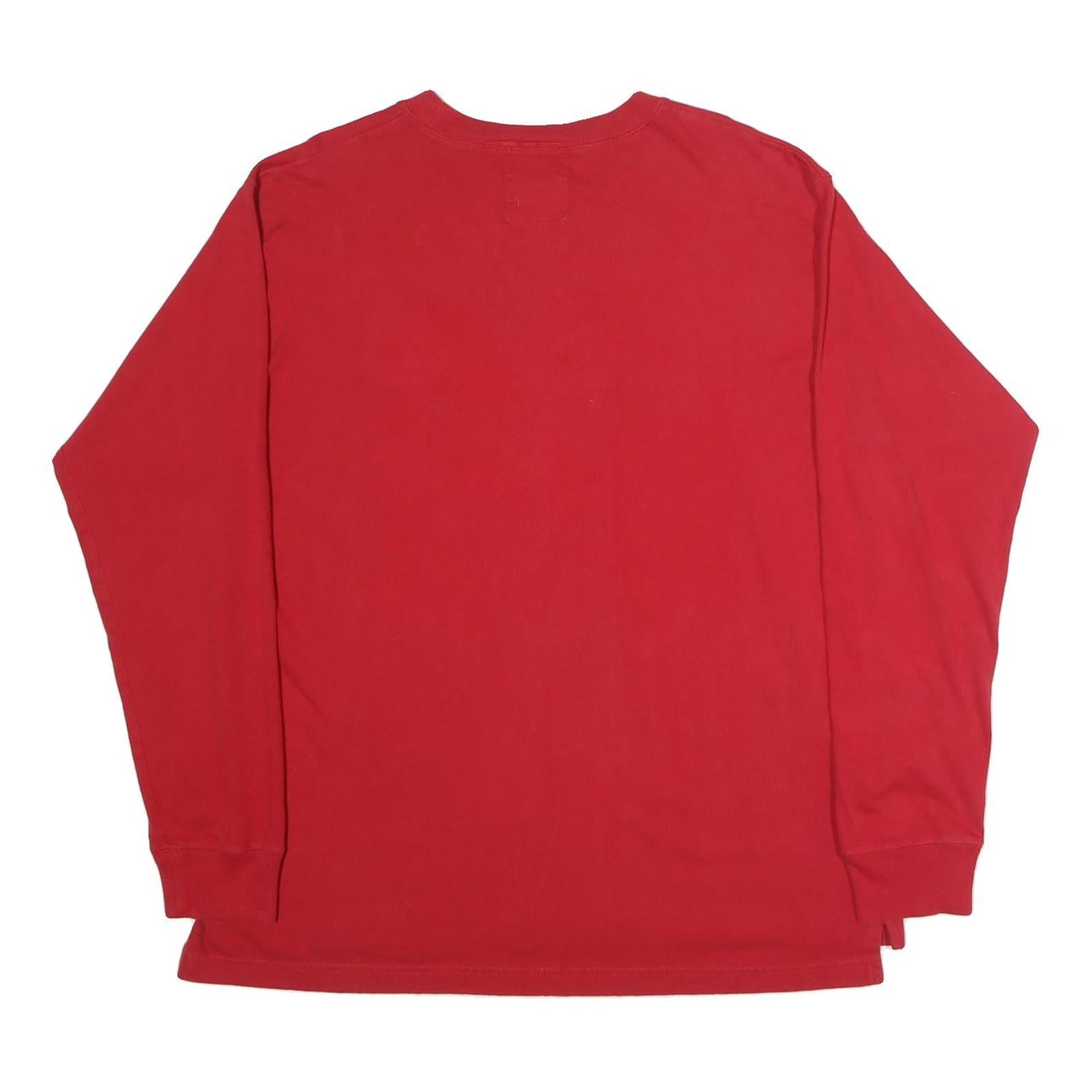 LOONEY TUNES Mens Red Long Sleeve Crew Neck Cartoon Graphic L T-Shirt
