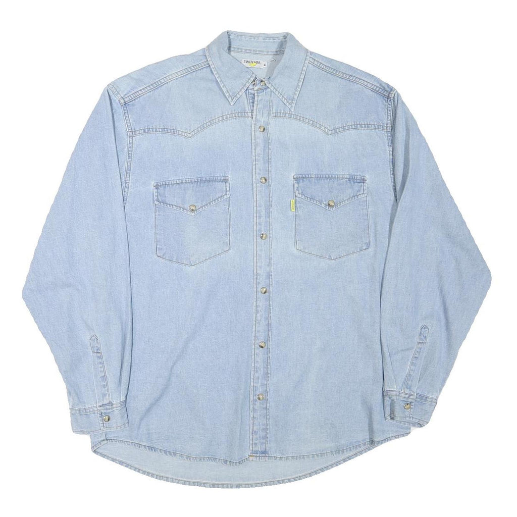 SWITCHER Mens Blue Denim Cotton Blend Shirt S Toyota Drivers Club Switzerland