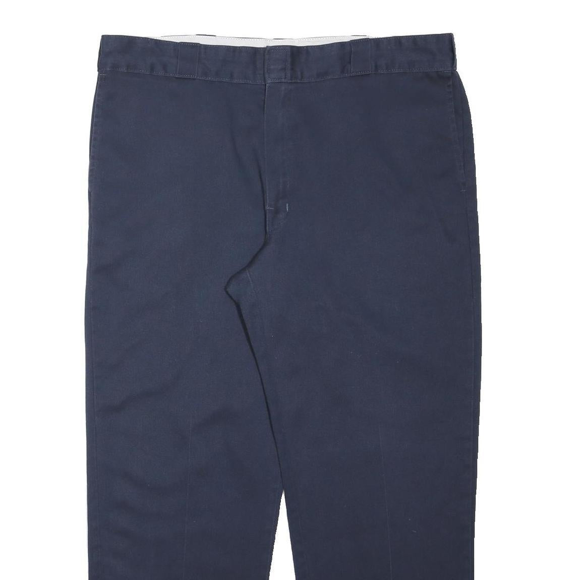 DICKIES Mens Polyester Blend Navy Regular Fit Straight Trousers W40 L28 Workwear