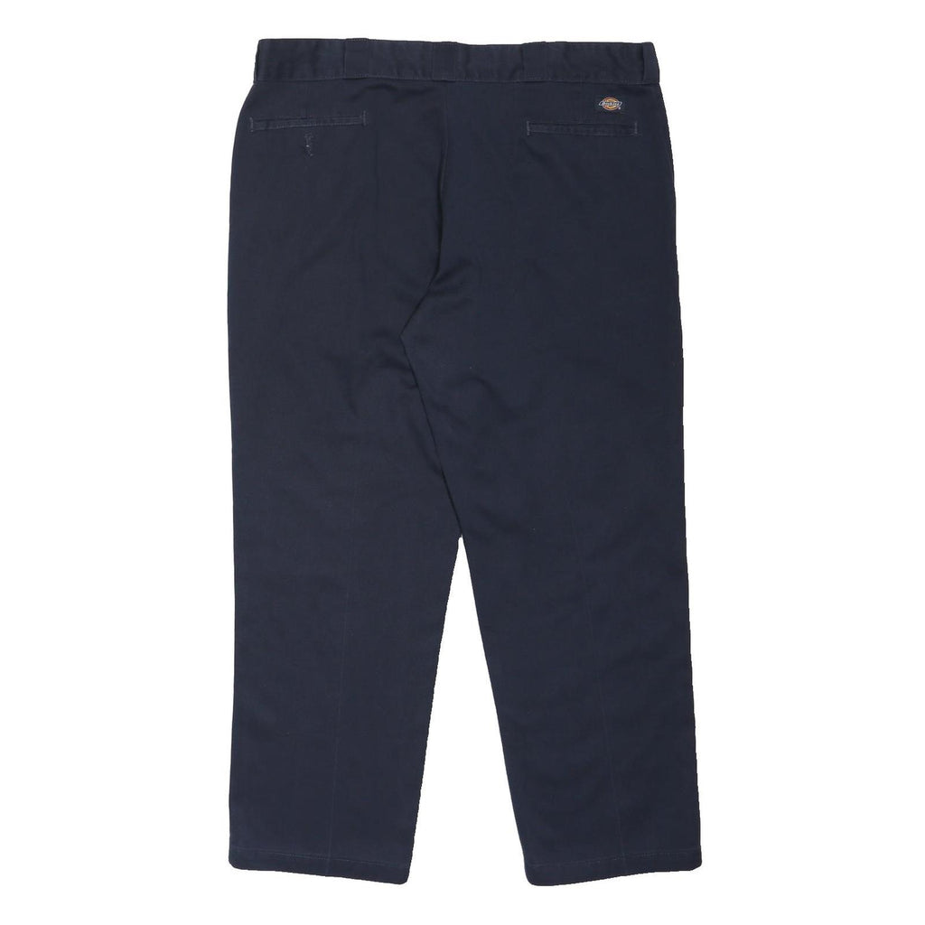 DICKIES Mens Polyester Blend Navy Regular Fit Straight Trousers W40 L28 Workwear