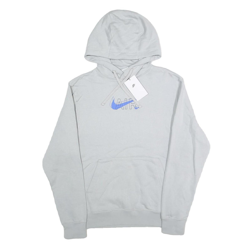 NIKE Mens Grey Hoodie S Nike Air Logo Pullover Cotton Sweatshirt