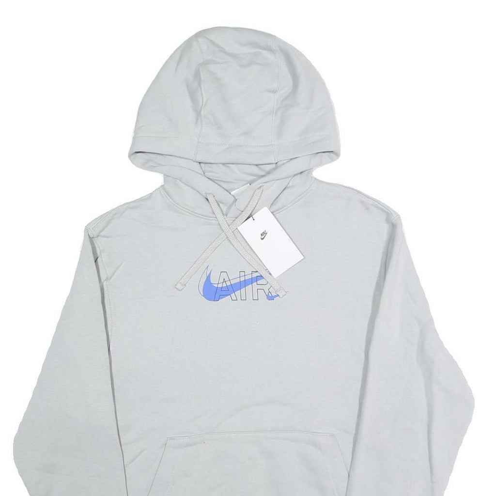NIKE Mens Grey Hoodie S Nike Air Logo Pullover Cotton Sweatshirt