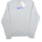NIKE Mens Grey Hoodie S Nike Air Logo Pullover Cotton Sweatshirt