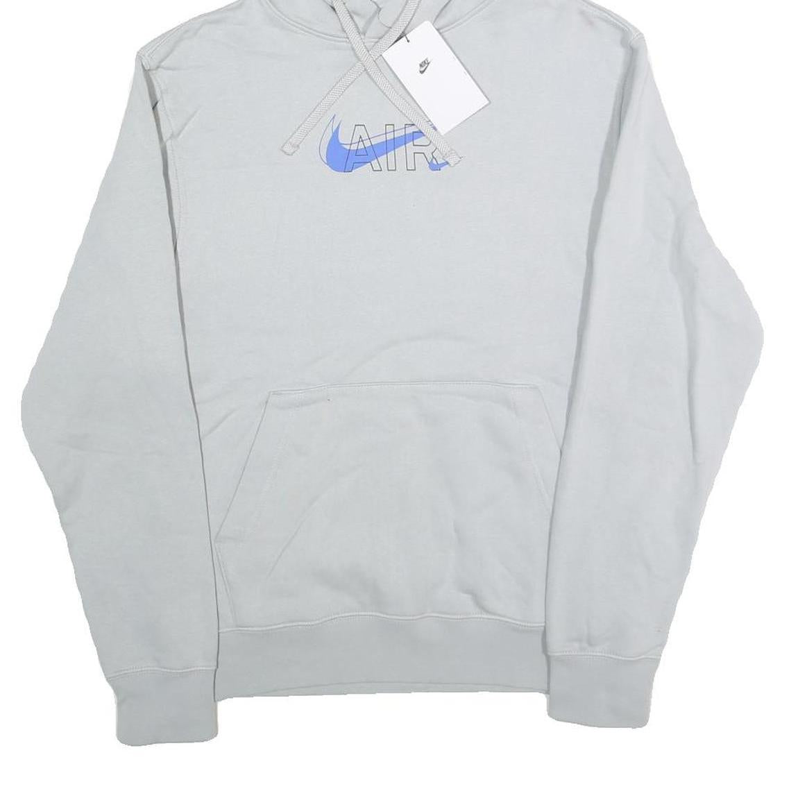 NIKE Mens Grey Hoodie S Nike Air Logo Pullover Cotton Sweatshirt